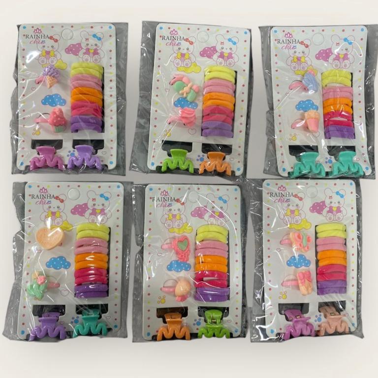 KIT RABICO DE CABELO C/ PRESILHA E ANEIS
