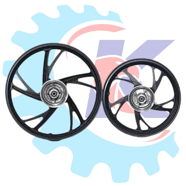 RODA ALUMINIO PRETA 5 PALITOS POP 110 16-24/POP 110 ES 25 C/ ROLAMENTO PE GALINHA SMART FOX