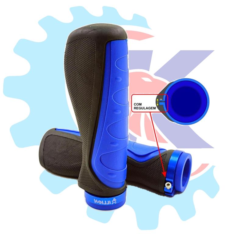 MANOPLA ERGONOMICA C/ ANEL REGULAGEM AZUL E PRETO EMBUS