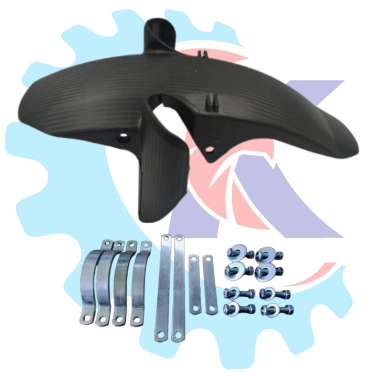 KIT PARALAMA C/ ADAPTADOR DE ALUMINIO PRETO PP NXR 125-150-160/ XRE 300 -18 TEXTURA FIBRA CARBONO RR RACING
