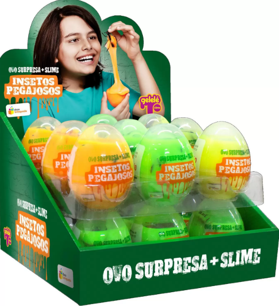 OVO SLIME+SURPRESA GELELE INSETOS PEGAJOSOS 18X98G