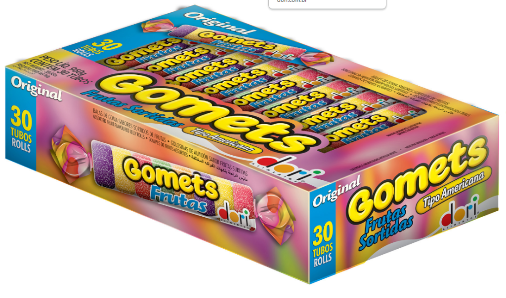 GOMETS GOMA TUBO FRUTAS DORI 30X32G