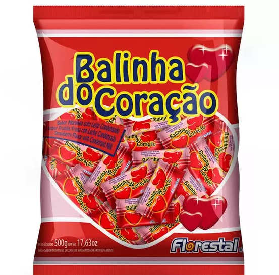 BALA CORACAO FLORESTAL MORANGO 500G (125)