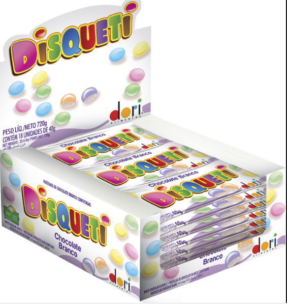 DISQUETI CHOCOLATE BRANCO CONF. DORI 18X40G