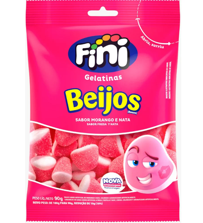 FINI GELATINA BEIJOS DE MORANGO 80GMR