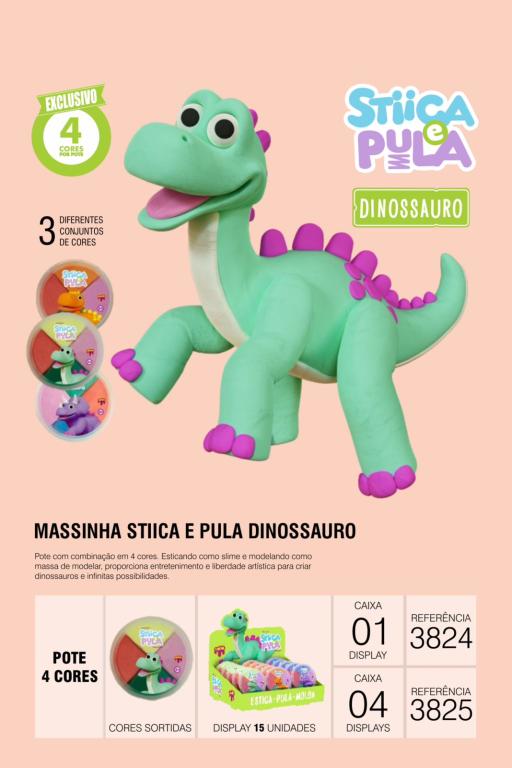MASSINHA GELELE STICA E PULA DINOSSAURO 15X20G