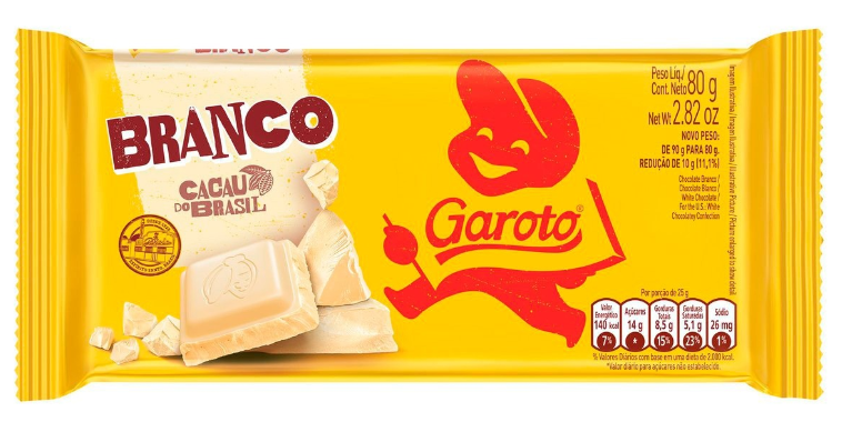 CHOC. BARRA GAROTO 80GR CHOCO BRANCO