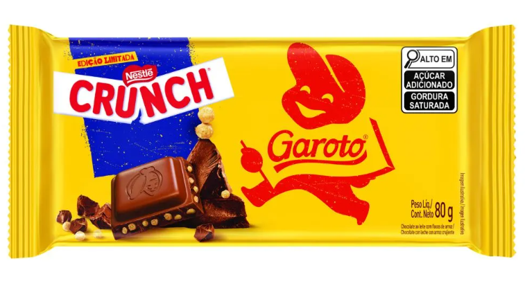 CHOC. BARRA GAROTO 80GR CRUNCH