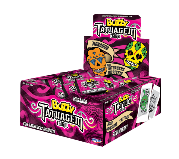 CHICLE BUZZY TATTOO TRIBAL MORANGO 90UN