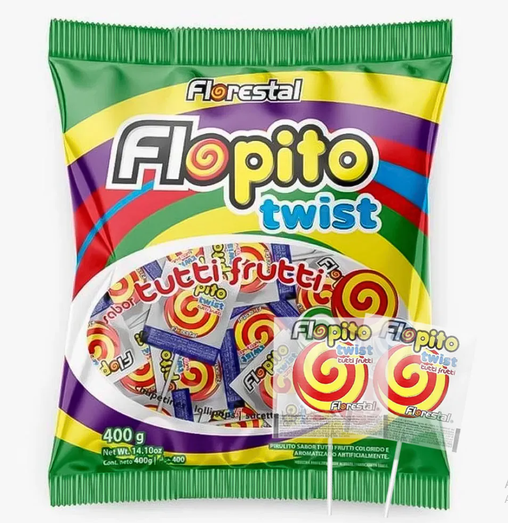 PIRULITO FLOPITO TWIST VERMELHO E AMARELO 400G (40)