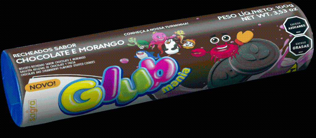 BISC. RECH. CHOCO/MORANGO GLUB 100G