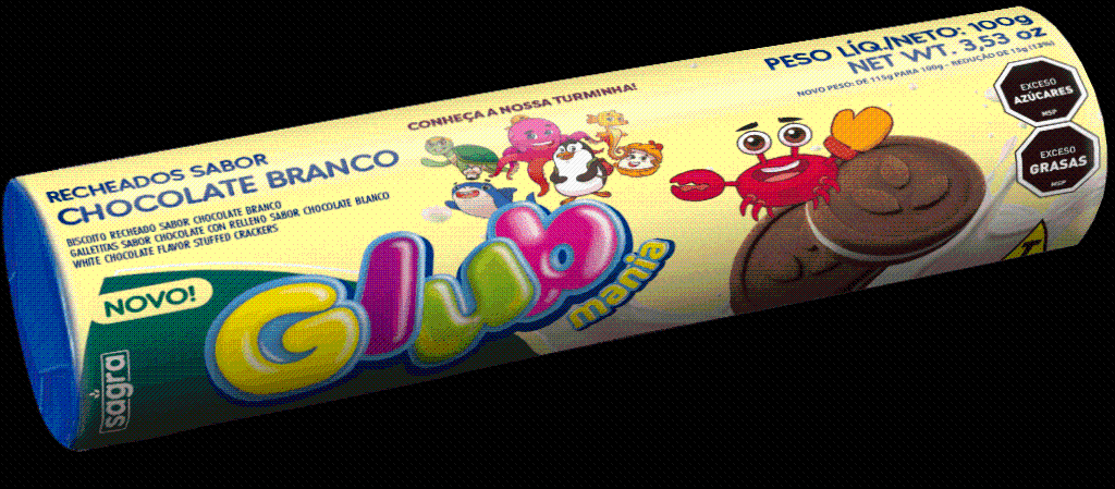 BISC. RECH. CHOCOLATE BRANCO GLUB 100G