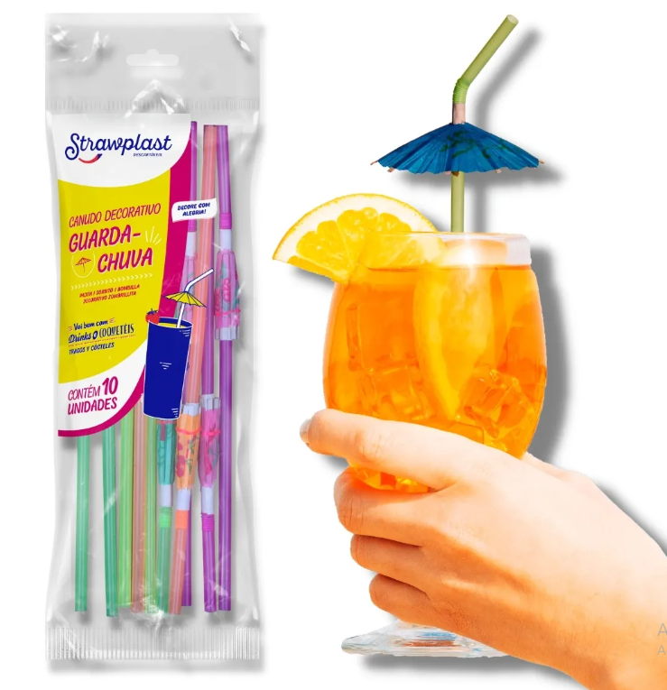 CANUDO GUARDA CHUVA STRAWPLAST 6MM MISTO C/10