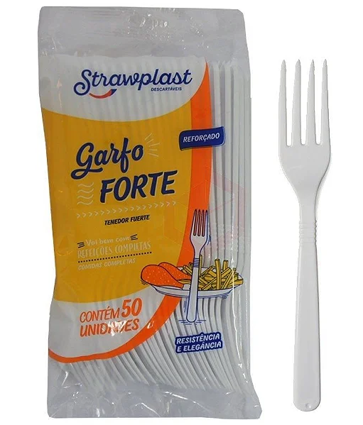 GARFO FORTE BRANCO STRAWPLAST C/50
