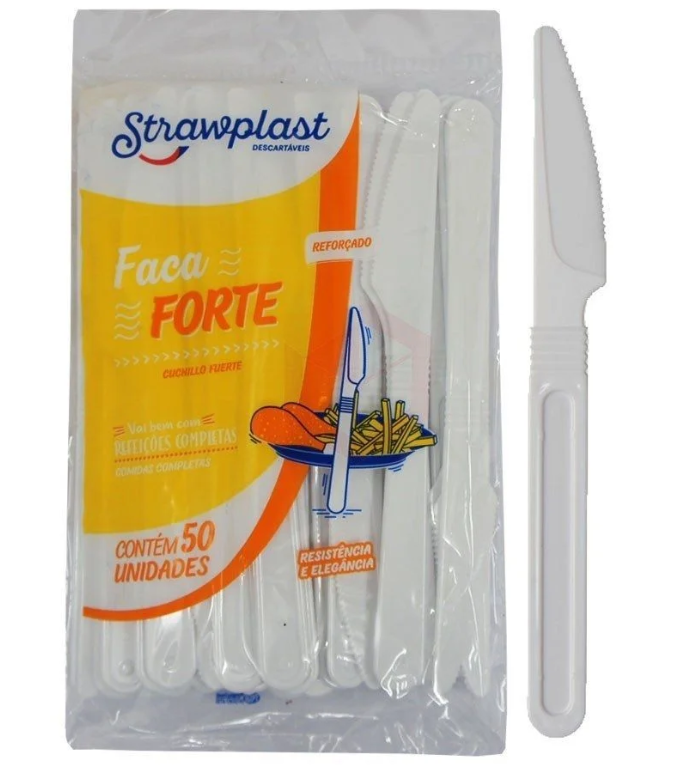 FACA FORTE BRANCA STRAWPLAST C/50