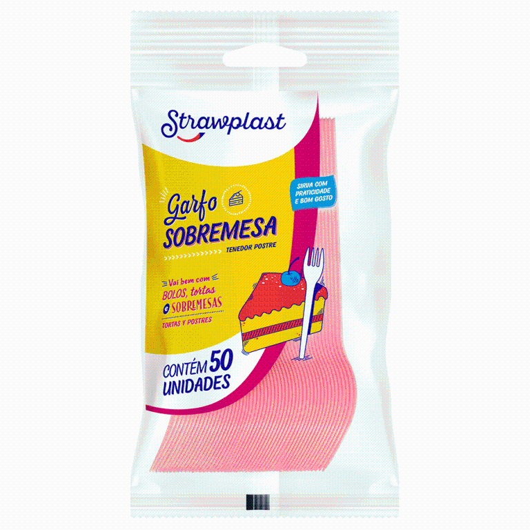 GARFO SOBREMESA ROSA STRAWPLAST C/50