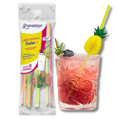 CANUDO FRUTAS STRAWPLAST 6MM MISTO C/10