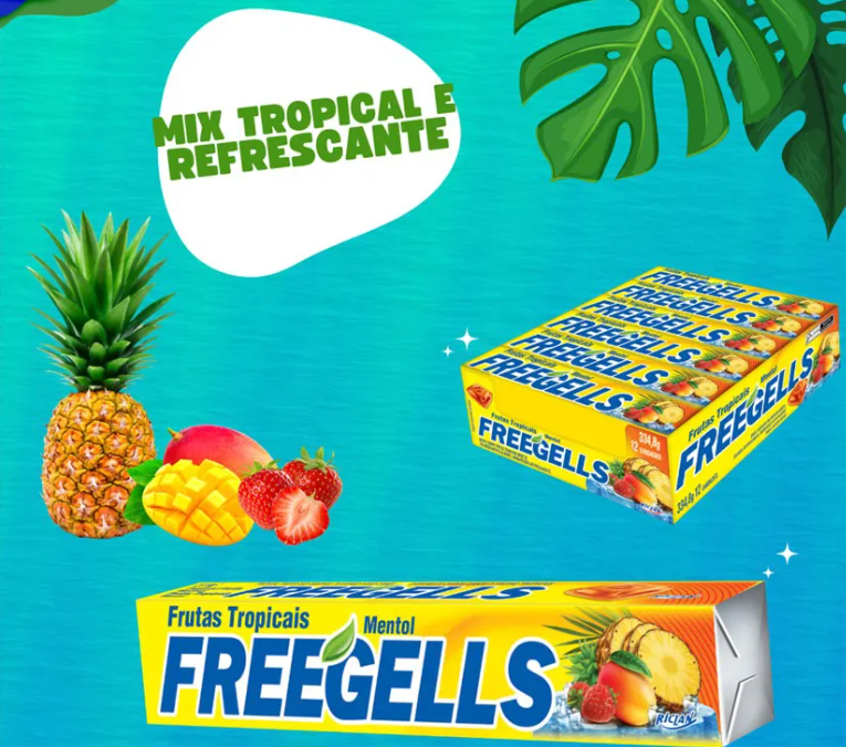 DROPS FREEGELLS PLAY FRUTAS TROPICAIS 12UN