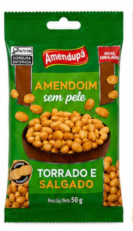 AMENDOIM AMENDUPA TORRADO S/PELE 50G