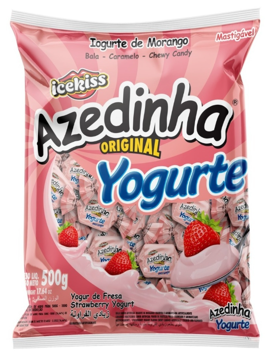 BALA MASTIGAVEL AZEDINHA ICEKISS IOGURTE DE MORANGO 500G
