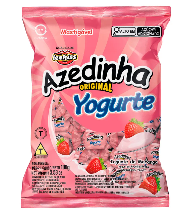 BALA MASTIGAVEL SM AZEDINHA ICEKISS IOGURTE DE MORANGO 100G