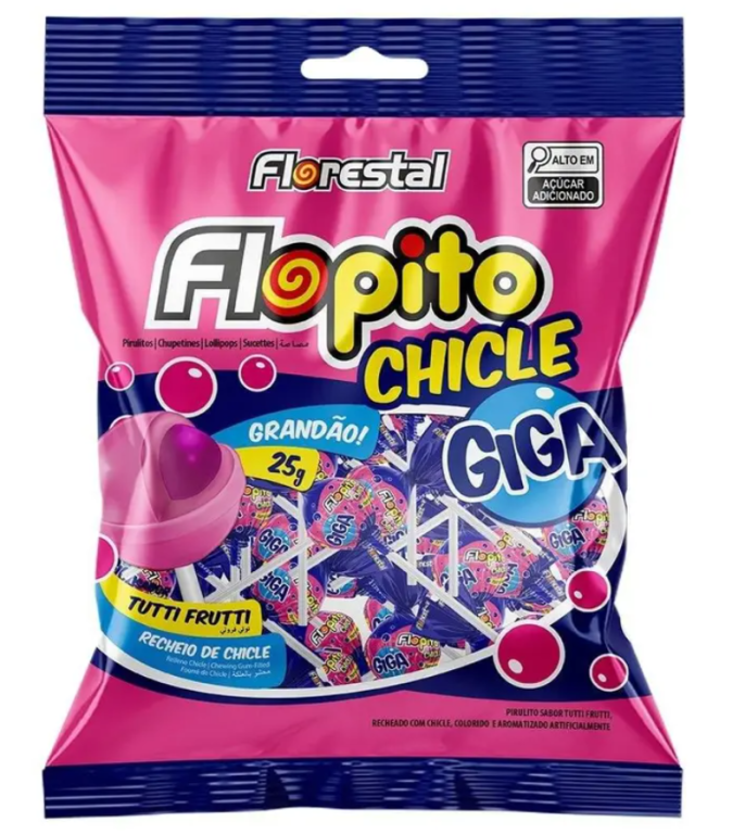 PIRULITO FLOPITO CHICLE GIGA TUTTI FRUTTI  FLORESTAL SM 125G