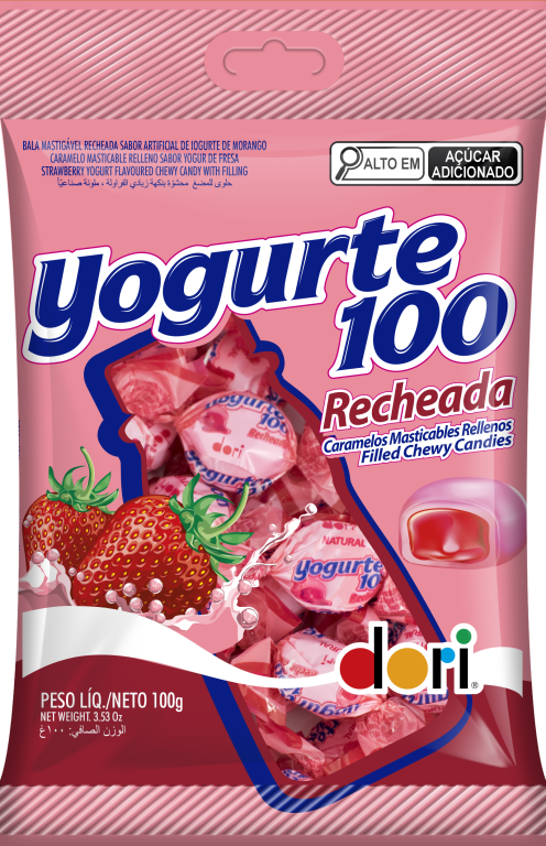 BALA YOGURTE100 MORANGO RECHEADA DORI SM 100G