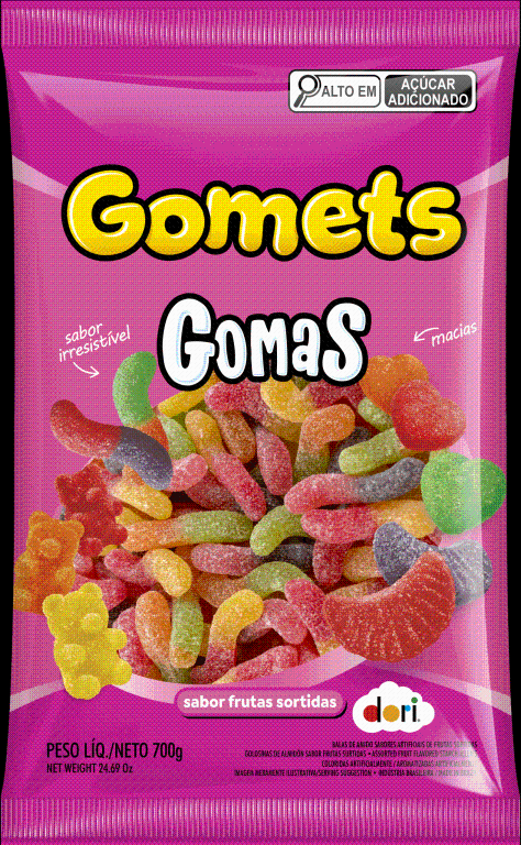 GOMETS GOMA MINHOCA FRUTAS DORI 700G