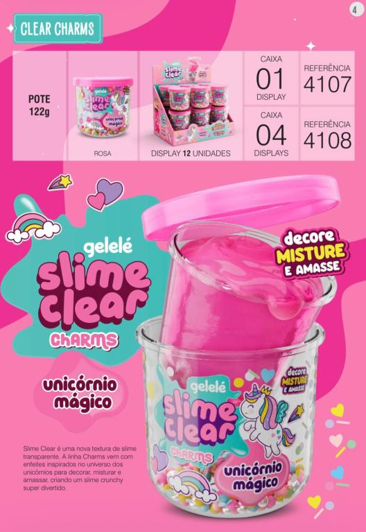 SLIME GELELE CLEAR CHARMS UNICORNIO MAGICO 12X122G