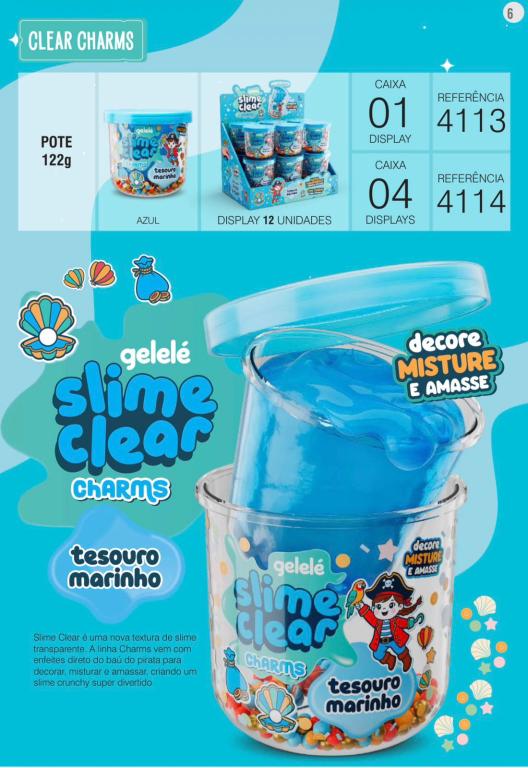 SLIME GELELE CLEAR CHARMS TESOURO MARINHO 12X122G