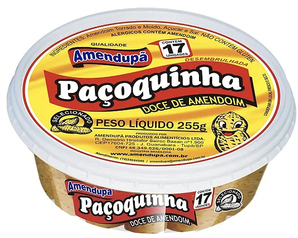 PACOCA ROLHA EMBRULHADA AMENDUPA POTE 255G C/17