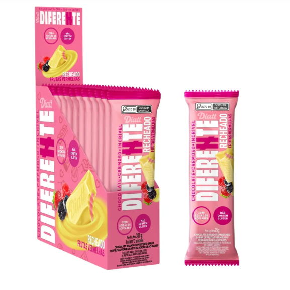 CHOC. DIATT DISPLAY BCO C/ FRUTAS VERMELHAS 12X25G