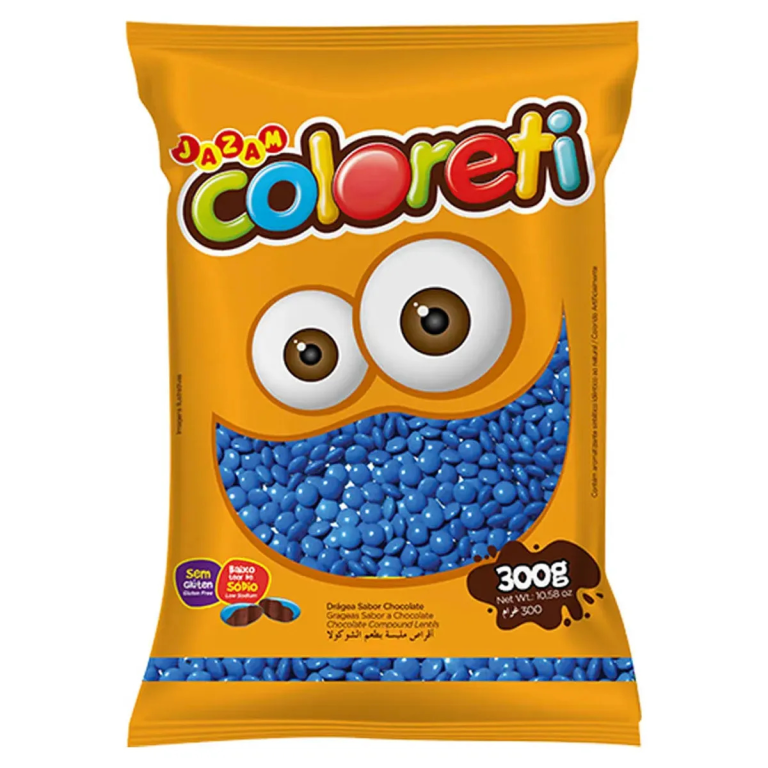 CONFEITO COLORETI AZUL JAZAM PCT 300G