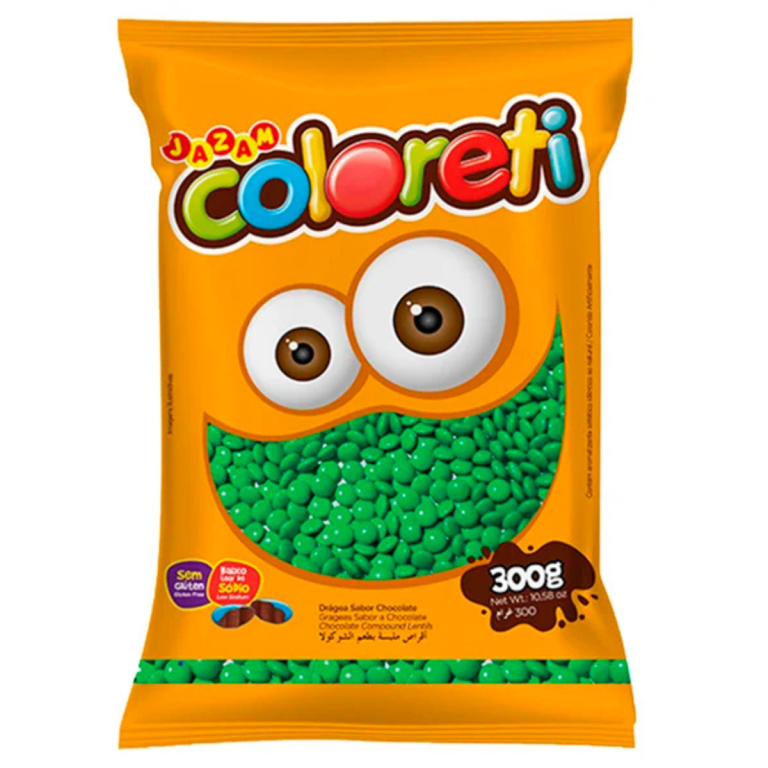 CONFEITO COLORETI VERDE JAZAM PCT 300G