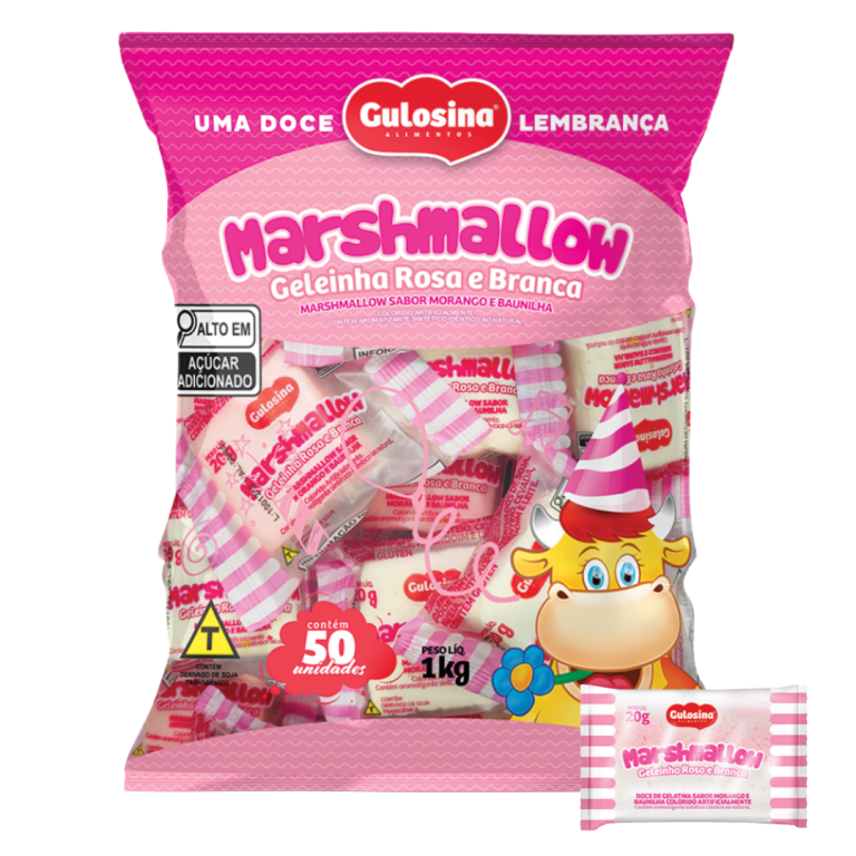 MARSHMALLOW MORANGO GULOSINA 1KG C/50