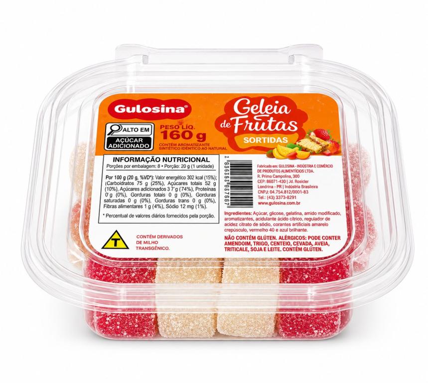 DOCE DE GELEIA DE FRUTAS GULOSINA 160G