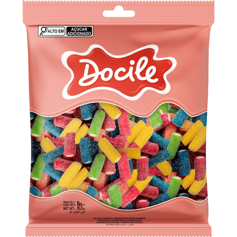 BALA DE GOMA FORMATO CANUDINHO JUMBO DOCILE 1KG