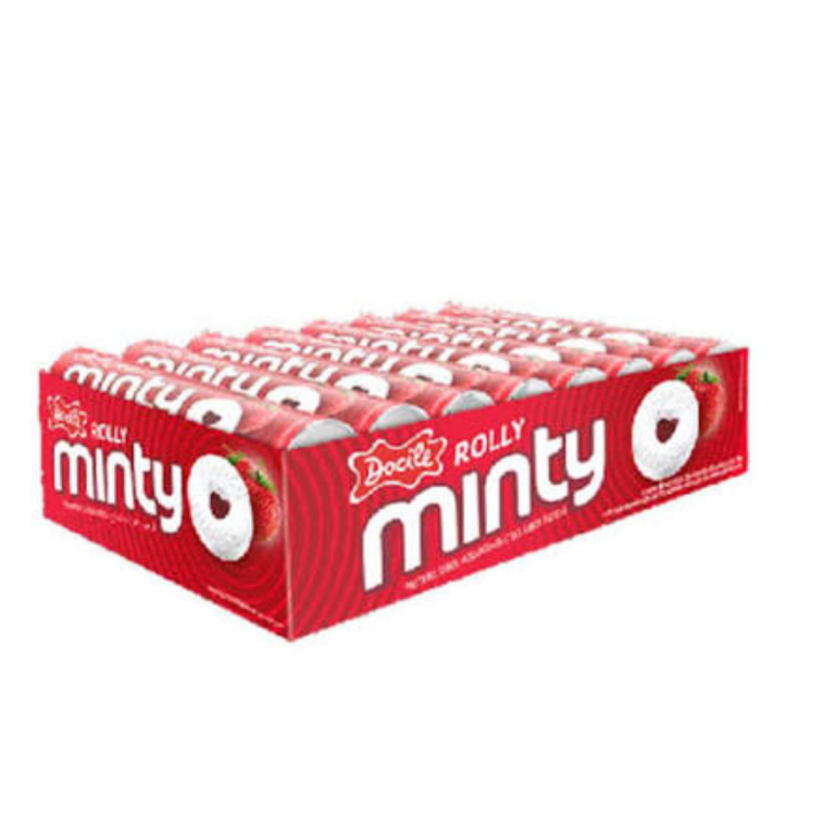 PASTILHA ROLLY MINTY MORANGO DOCILE 12X29G