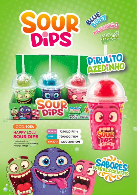HAPPY TIME PIRULITO ACIDO SOUR LOLLY DIPS 600g (12X50G)