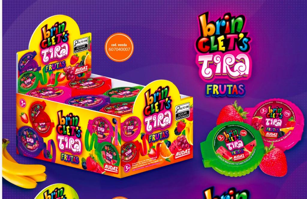 GOMA DE MASCAR BRINCLETS TIRA FRUTAS AUDAZ DP/24