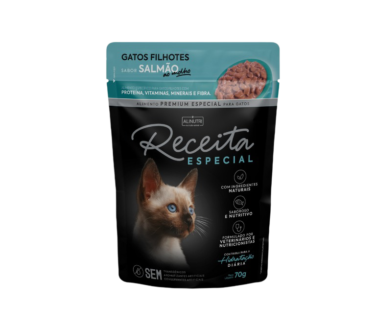 Receita Esp Sache Umido Gato Filhote Salmão - Caixa 15un X 70g