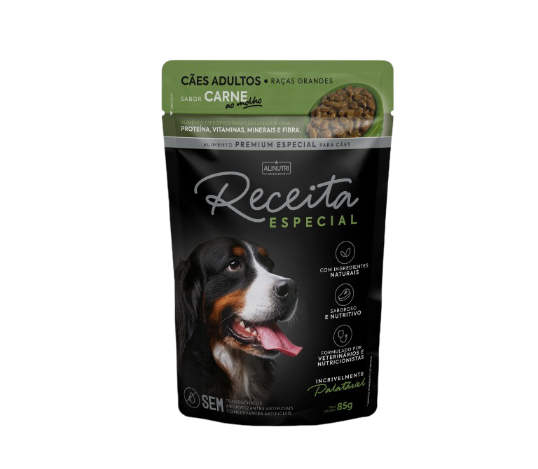 Receita Esp Sache Umido Cão Adulto Raças Grandes Carne - Caixa 12un X 85g