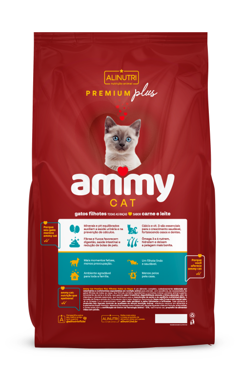 Ammy Cat PP Filhotes Carne e Leite 01 Kg