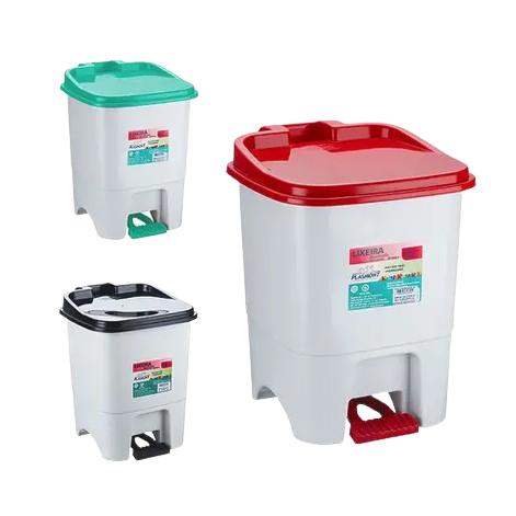 LIXEIRA QUAD C/ PEDAL BRANCO 15L