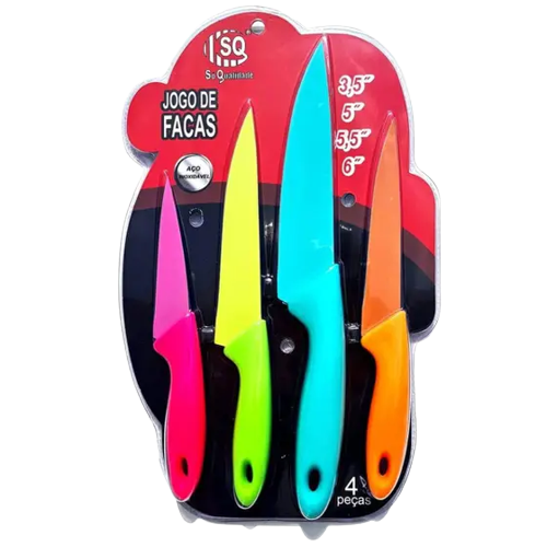 KIT DE FACAS 4 PÇS COLOR TAM. 3,5"/5"/5,5"/6" SQ