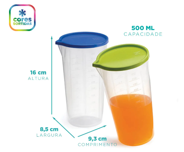 COPO MEDIDOR C/ TAMPA 500 ML
