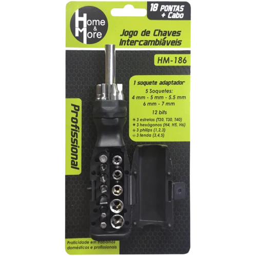 JOGO DE CHAVES INTERCAMBIAVEIS 19 PÇS