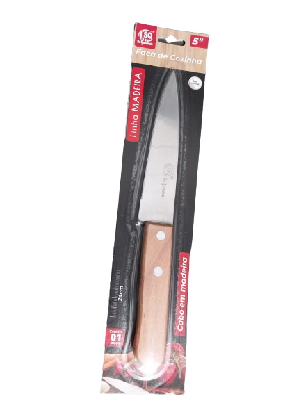 FACA DE INOX CB MADEIRA 5" SQ