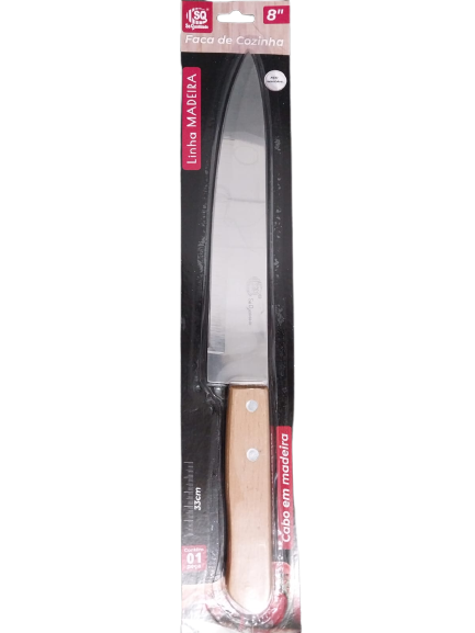 FACA DE INOX CB MADEIRA 8" SQ