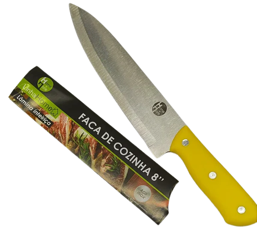 FACA INOX CABO EMBORRACHADO COLOR 8" HM